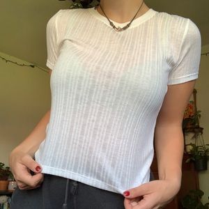 Semi-sheer white crop top